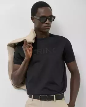 Мужская футболка с коротким рукавом и тисненым логотипом на груди Roberto Verino, черный