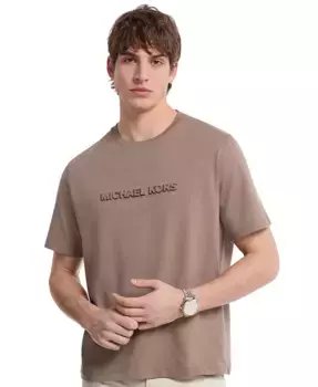 Мужская футболка с коротким рукавом и тисненым логотипом Shadow Michael Kors, коричневый