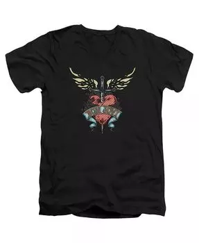 Мужская футболка с коротким рукавом и V-образным вырезом для взрослых из премиального хлопка с принтом «Daggered» Bon Jovi, черный