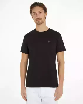 Мужская футболка с коротким рукавом и вышитой монограммой Calvin Klein Jeans, черный