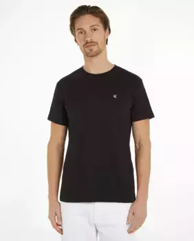 Мужская футболка с коротким рукавом и вышитой монограммой Calvin Klein Jeans, черный