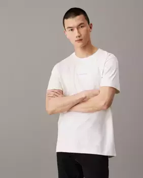 Мужская футболка с коротким рукавом и вышитой монограммой Calvin Klein Jeans, цвет Crudo