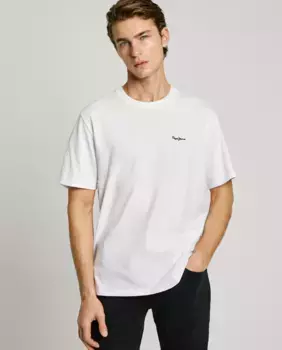 Мужская футболка с коротким рукавом и вышитым логотипом Pepe Jeans, белый