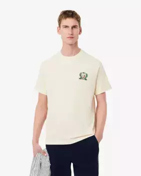 Мужская футболка с коротким рукавом и вышитым значком Lacoste, белый
