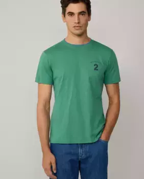 Мужская футболка с коротким рукавом и вышитым номером Hackett, темно-зеленый