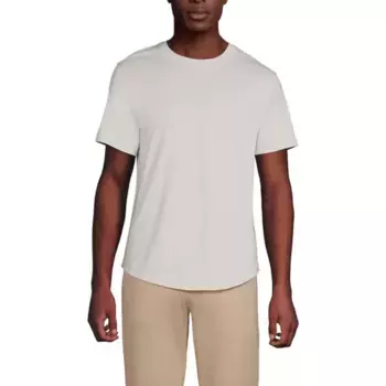 Мужская футболка с коротким рукавом и закругленным подолом Lands' End, цвет light stone