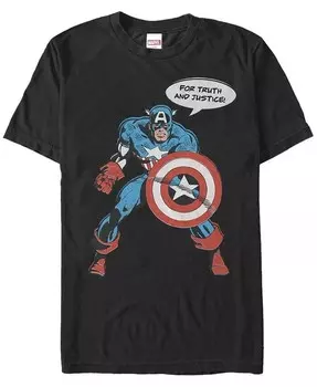 Мужская футболка с коротким рукавом из коллекции комиксов Marvel «Капитан Америка за правду и справедливость» Fifth Sun, черный