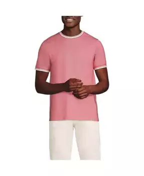 Мужская футболка с коротким рукавом из мягкого пике Lands' End, коричневый/бежевый