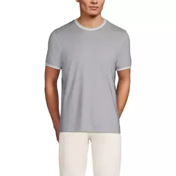 Мужская футболка с коротким рукавом из мягкого пике Lands' End, цвет ultimate gray