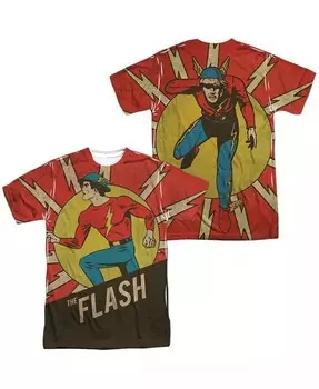 Мужская футболка с коротким рукавом из полиэстера DC Comics Vintage Comic (принт спереди/сзади) для взрослых / футболка Flash, белый