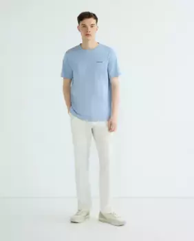 Мужская футболка с коротким рукавом, круглым вырезом и вышитым логотипом Hackett, синий