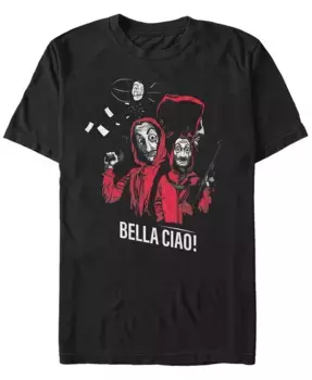 Мужская футболка с коротким рукавом La Casa De Papel Bella Ciao Masked Zeppelin Group Fifth Sun, черный
