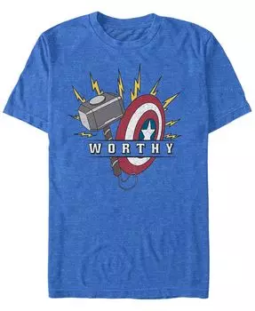 Мужская футболка с коротким рукавом Marvel Avengers Endgame Worthy Hammer and Shield Fifth Sun, синий