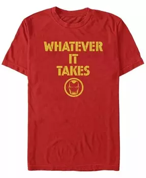 Мужская футболка с коротким рукавом Marvel Avengers Endgame Whatever It Takes Iron Man Logo Fifth Sun, красный