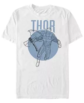 Мужская футболка с коротким рукавом marvel avengers thor simple line art Fifth Sun, белый