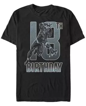 Мужская футболка с коротким рукавом marvel black panther 18th birthday action pose Fifth Sun, черный