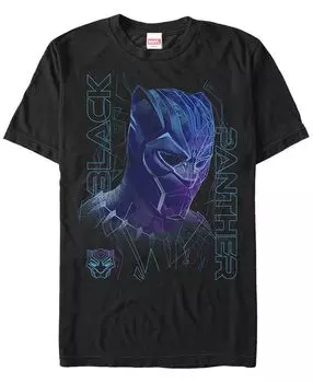 Мужская футболка с коротким рукавом marvel black panther neon line art panther Fifth Sun, черный