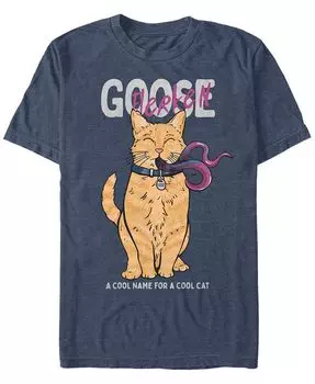 Мужская футболка с коротким рукавом Marvel Captain Marvel Goose Flerken Cool Cat Name Fifth Sun, синий