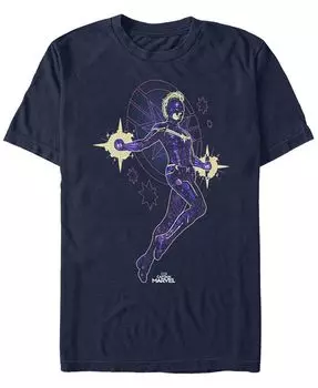 Мужская футболка с коротким рукавом Marvel Captain Marvel Flying Star Fifth Sun, синий