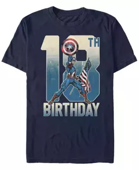 Мужская футболка с коротким рукавом Marvel Captain America на 18-летие Fifth Sun, синий