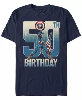 Мужская футболка с коротким рукавом marvel captain america 50th birthday Fifth Sun, синий