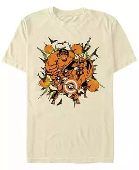 Мужская футболка с коротким рукавом Marvel Classic Comics Hulk Thor Captain America Halloween Fifth Sun, коричневый/бежевый