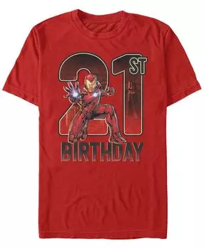 Мужская футболка с коротким рукавом marvel iron man 21st birthday action pose Fifth Sun, красный