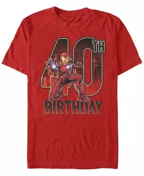 Мужская футболка с коротким рукавом marvel iron man 40th birthday action pose Fifth Sun, красный