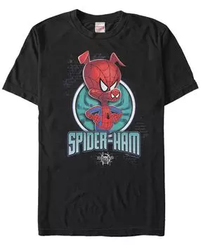 Мужская футболка с коротким рукавом marvel с изображением человека-паука в паучьей вселенной i am spider-ham Fifth Sun, черный