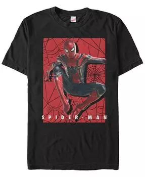 Мужская футболка с коротким рукавом Marvel Spider-Man Jumping Web Slinger Fifth Sun, черный