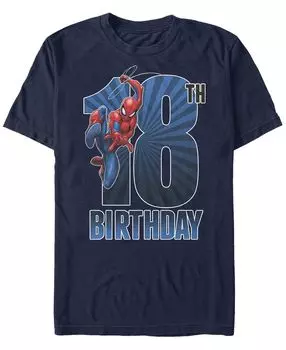 Мужская футболка с коротким рукавом marvel spider-man swinging 18th birthday Fifth Sun, синий