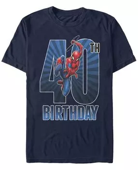 Мужская футболка с коротким рукавом marvel spider-man swinging 40th birthday Fifth Sun, синий
