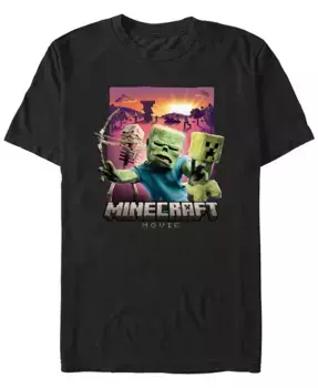 Мужская футболка с коротким рукавом Minecraft Movie Classic Monsters Fifth Sun, черный