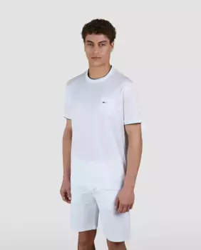 Мужская футболка с коротким рукавом, нагрудный карман, логотип Paul & Shark, белый