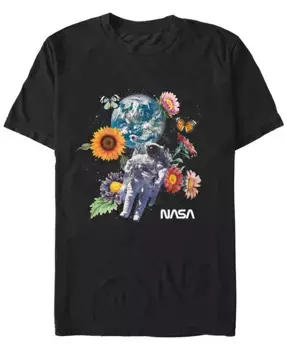 Мужская футболка с коротким рукавом NASA Space Floral, черный