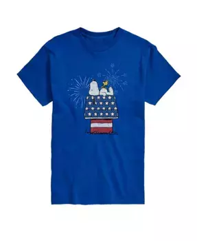 Мужская футболка с коротким рукавом Peanuts Snoopy Flag House Fireworks AIRWAVES, синий