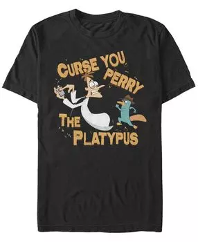 Мужская футболка с коротким рукавом phineas and ferb curse you Fifth Sun, черный