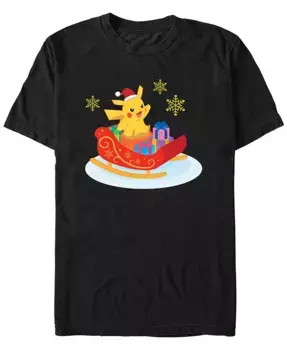 Мужская футболка с коротким рукавом Pokemon Christmas Ride Fifth Sun, черный