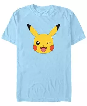 Мужская футболка с коротким рукавом pokemon pikachu big face Fifth Sun, светло-синий