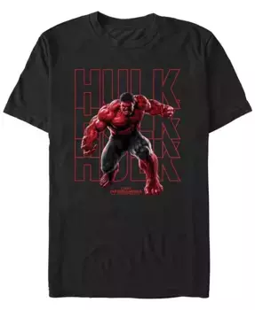 Мужская футболка с коротким рукавом Red Hulk Text Stack Marvel, черный