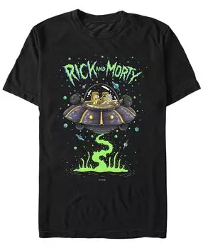 Мужская футболка с коротким рукавом rick and morty spaceship takeoff Fifth Sun, черный
