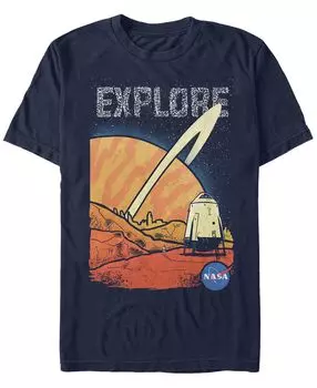 Мужская футболка с коротким рукавом с искаженным логотипом nasa explore space Fifth Sun, синий