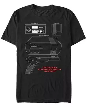 Мужская футболка с коротким рукавом с изображением аксессуаров для консоли Nintendo NES Fifth Sun, черный