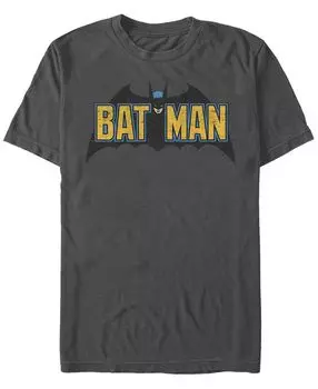 Мужская футболка с коротким рукавом с логотипом летучей мыши dc batman classic text Fifth Sun, мульти