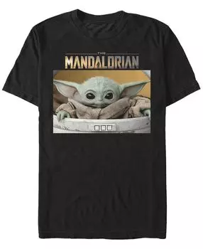 Мужская футболка с коротким рукавом с логотипом star wars the mandalorian the child big eyes portrait Fifth Sun, черный