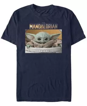 Мужская футболка с коротким рукавом с логотипом star wars the mandalorian the child big eyes portrait Fifth Sun, синий