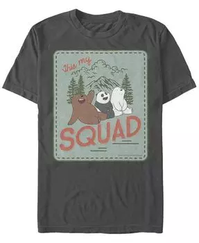 Мужская футболка с коротким рукавом с нашивкой We Bare Bears This My Squad Fifth Sun, серый