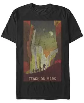Мужская футболка с коротким рукавом с плакатом nasa teach on mars Fifth Sun, черный