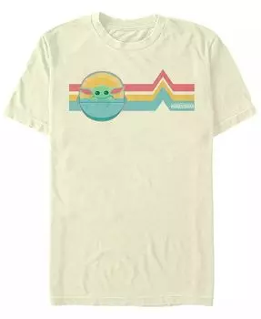 Мужская футболка с коротким рукавом Star Wars The Mandalorian The Child Rainbow Chest Lines Fifth Sun, слоновая кость/кремовый