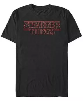 Мужская футболка с коротким рукавом Stranger Things с неоновым логотипом Fifth Sun, черный
